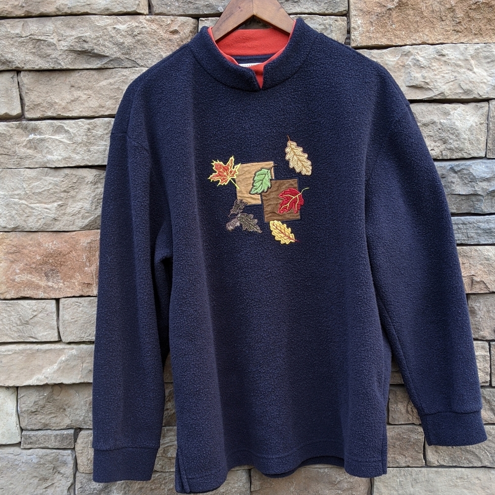 Toffee & Apple Navy Blue Fall Autumn Sweater, L